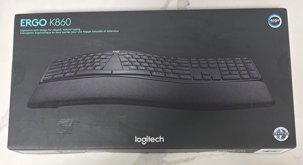 Logitech ERGO K860 Wireless Keyboard - Black - New